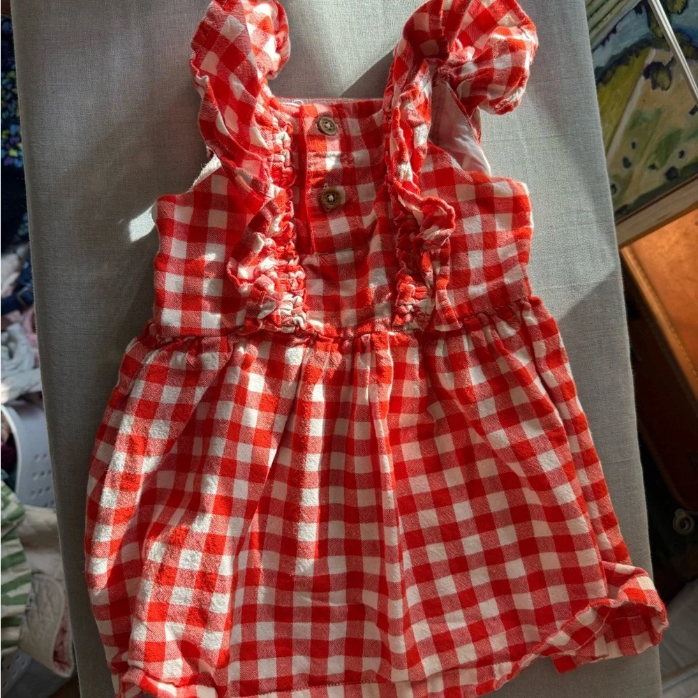 Hanna Andersson Red Gingham Baby Dress w/ Bloomers 6–12M Summer Picnic Outfit
